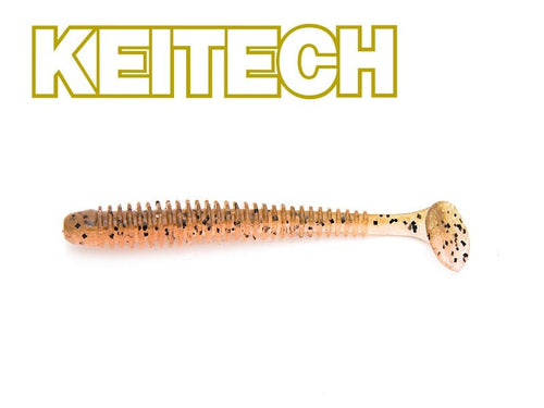 Keitech 2 Swing Impact - Green Pumpkin Fire, 12 pièces