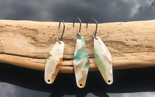 Micro-cuillère en nacre ORIGINALE fabriquée à la main, leurre à truite, chaque pièce est unique