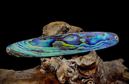 Barrette en nacre Paua env. 10 à 11 cm, cuillère en nacre faite main