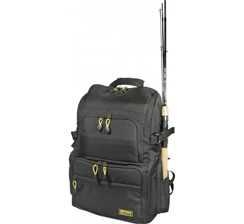 Sac à dos de pêche Spro avec 4 boîtes, sac à dos de pêche avec porte-canne 37x28x41cm