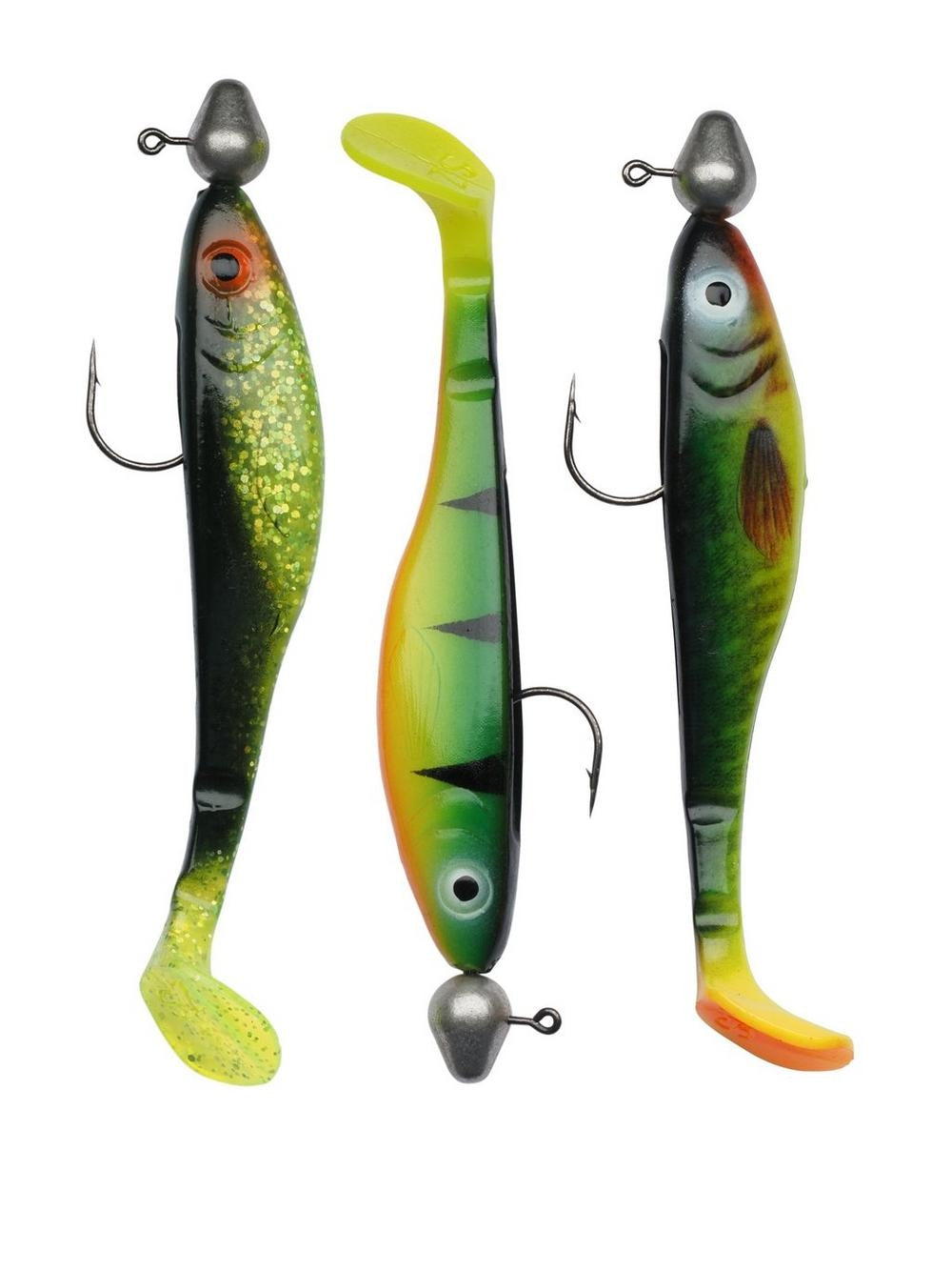 Set de leurres de pêche Abu Garcia Mc Prey Svartzonker, kit de poissons en caoutchouc, Ray of Light, 12 cm, 10 grammes, paquet de 3