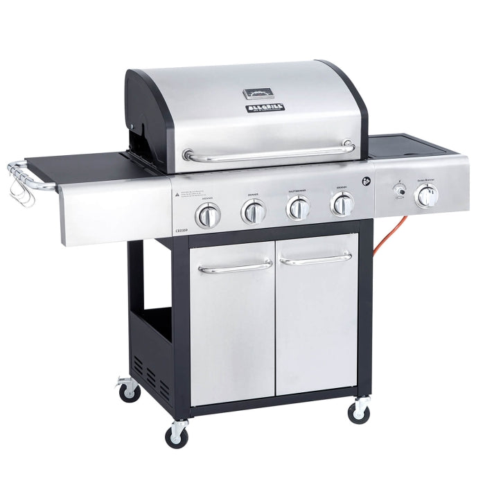 Barbecue à gaz Allgrill Festival en acier inoxydable noir, 15,5 kW, 4 brûleurs, surface de cuisson 66 x 42 cm