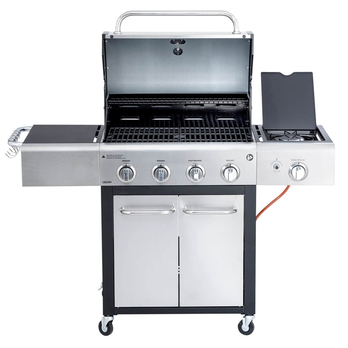 Barbecue à gaz Allgrill Festival en acier inoxydable noir, 15,5 kW, 4 brûleurs, surface de cuisson 66 x 42 cm