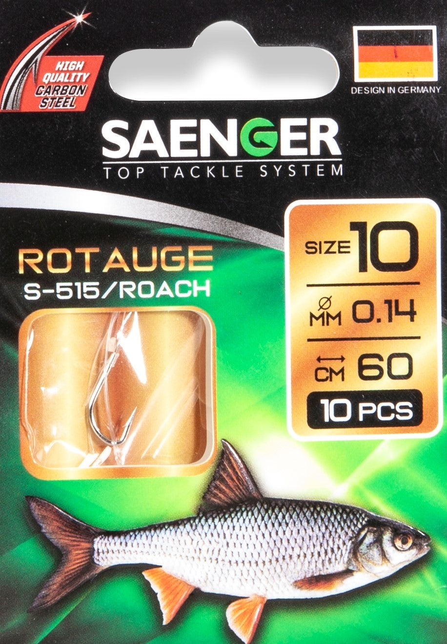 Rotauge Gr.12 Angelhaken, 0,14 mm, Länge 60 cm Vorfach