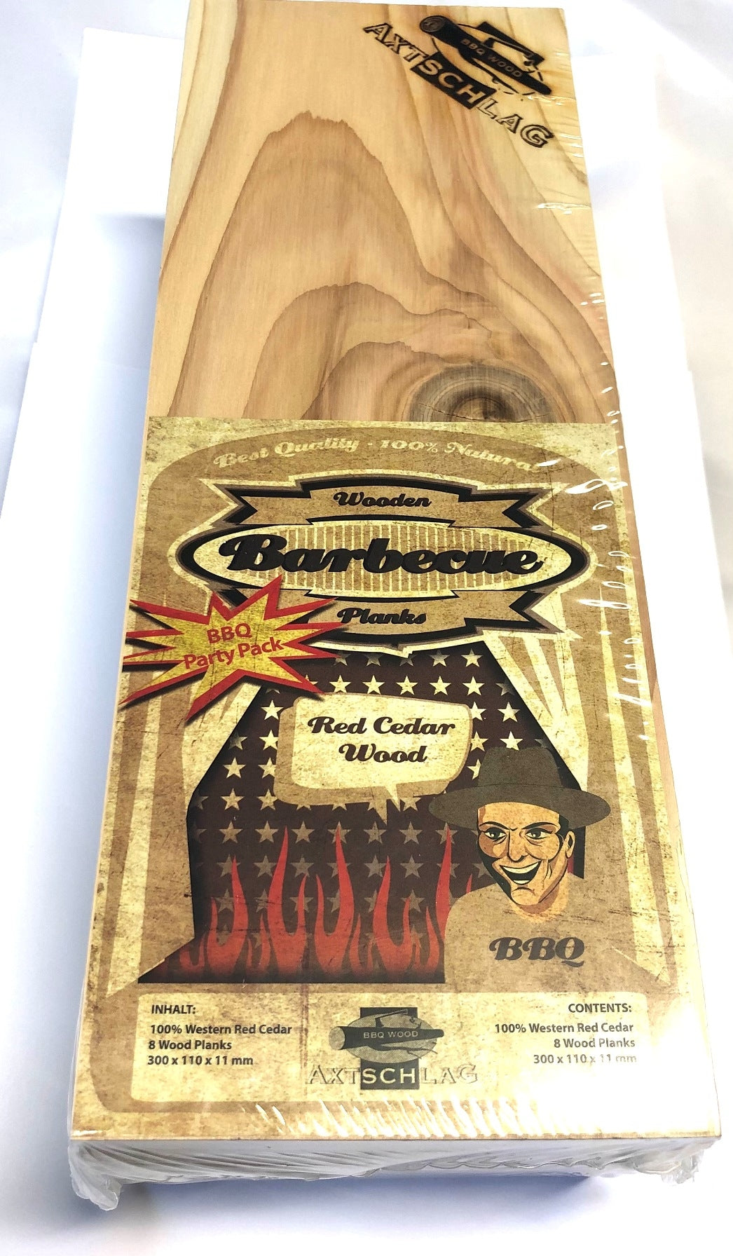 Axtschlag Barbecue Wood Plank Red Cedar Wood 8 Stück 30 * 11 * 11 mm