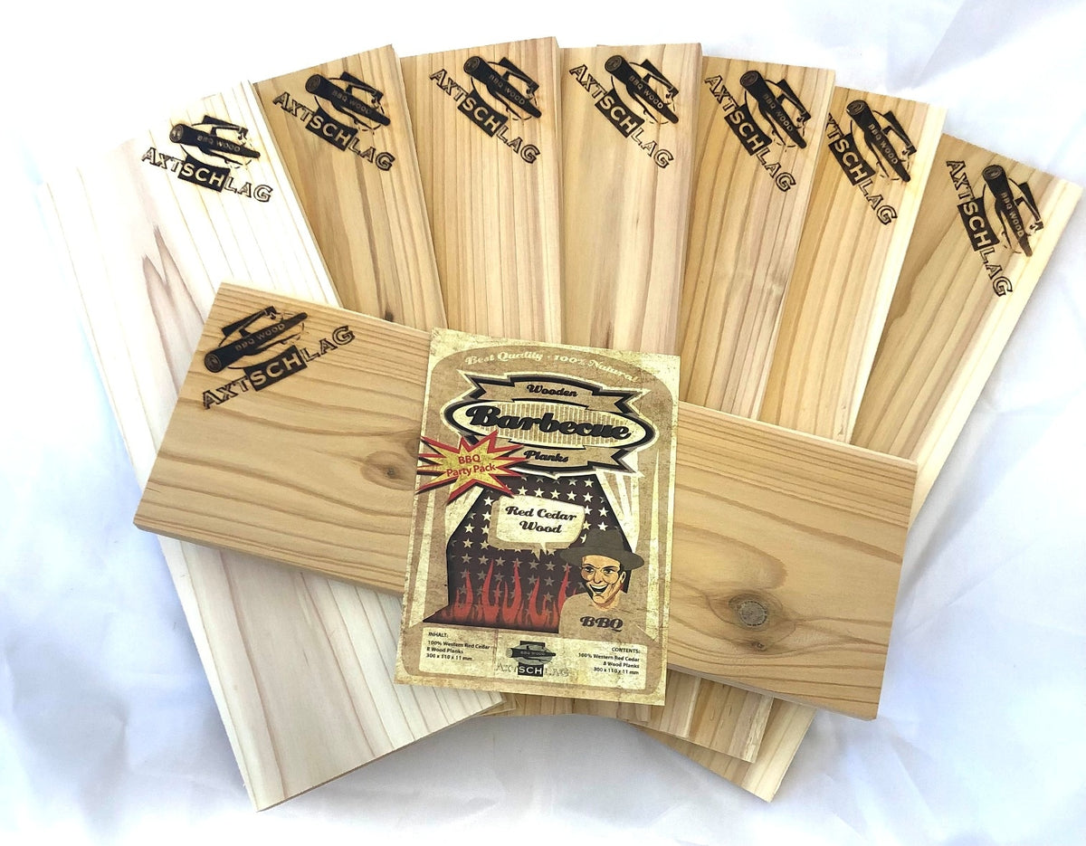 Axtschlag Barbecue Wood Plank Red Cedar Wood 8 Stück 30 * 11 * 11 mm