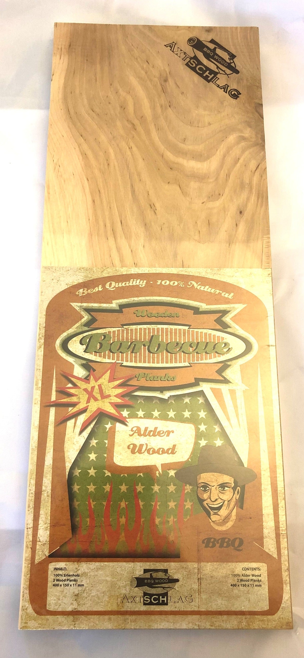 Axtschlag Barbecue Wood Plank Erlenholz 2 Stück 40 * 15 * 11 mm