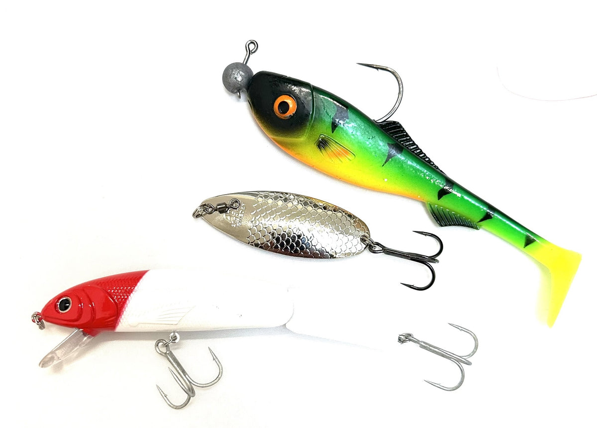 Baitcast Angelset Hecht mit Angelrute, Baitcast Multirolle, Angelschnur, Vorfächer, Wirbel und Angelköder