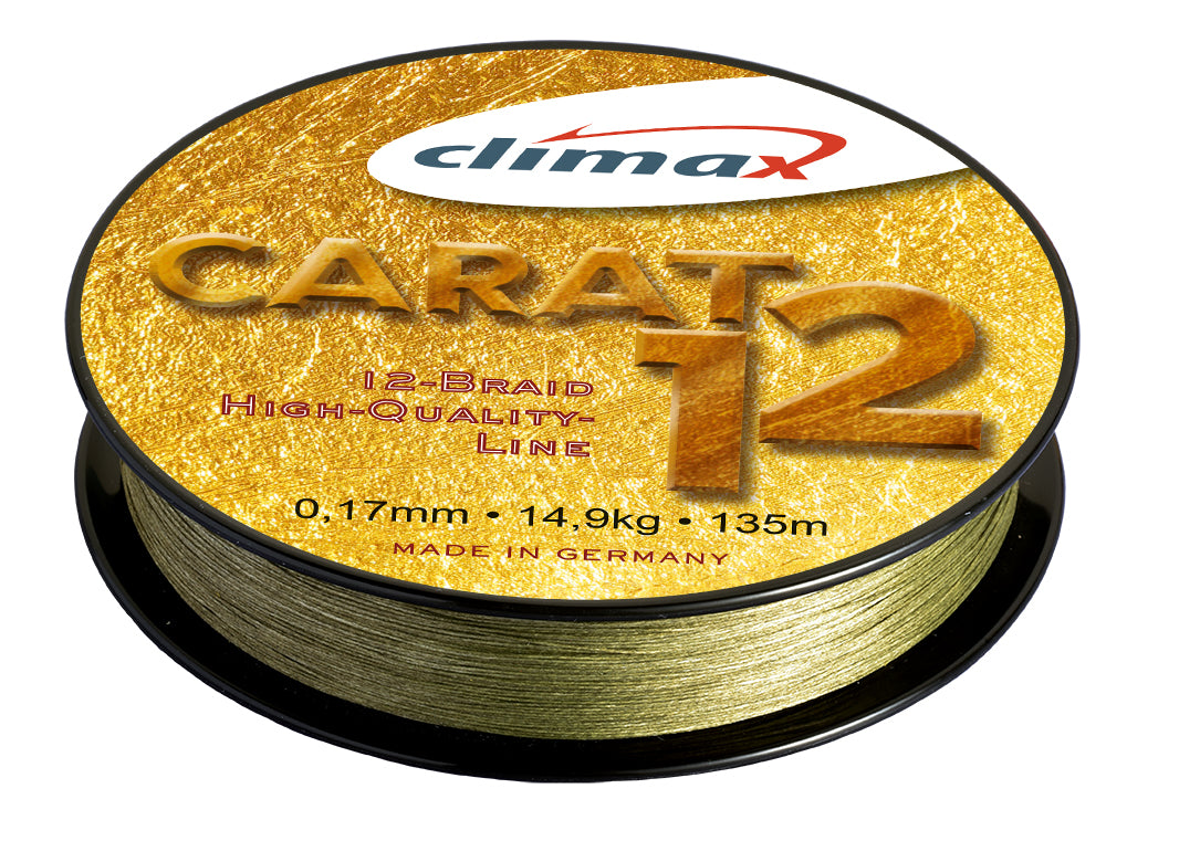 Fil de pêche tressé Climax Carat 12 vert mousse 0,17 mm 14,9 kg | 135 mètres