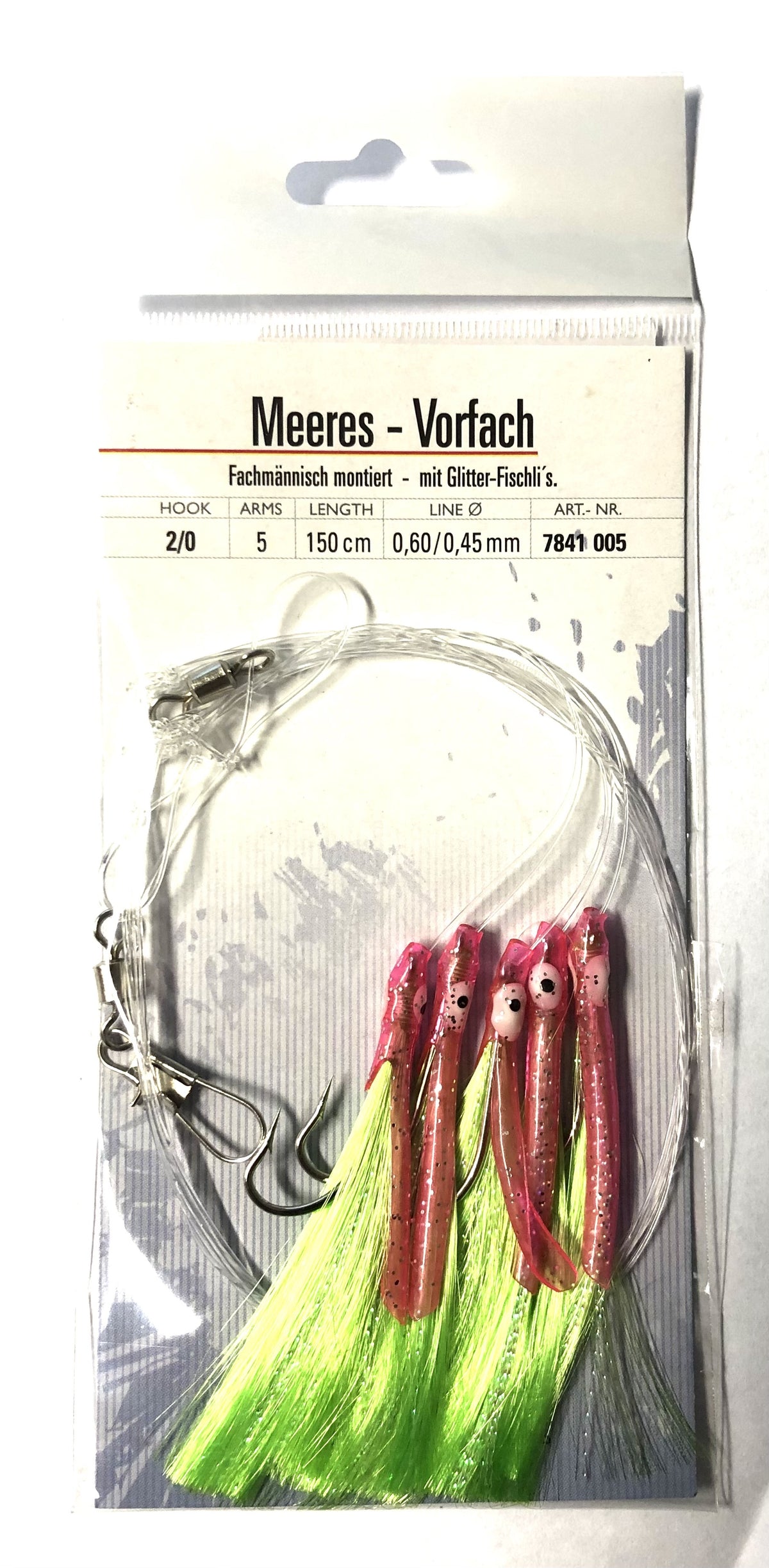 Bas de ligne mer Dega 150 cm 0,60 mm hameçon taille 2/0 5 empiles