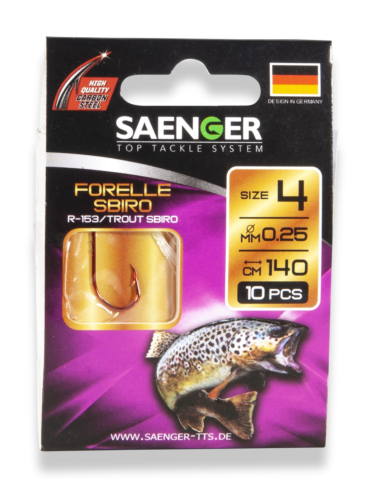 Brassenhaken Gr. 10 gebunden, 0,16 mm, Länge 60 cm