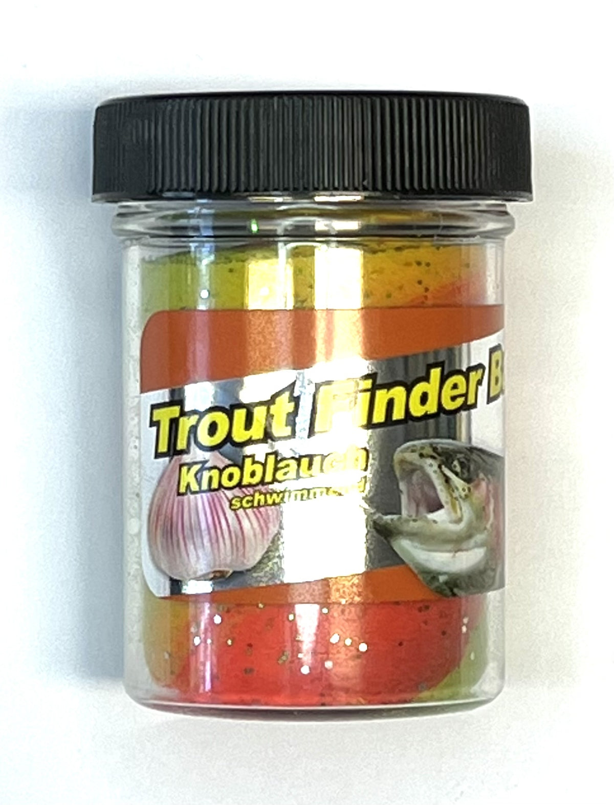 Trout Finder Bait Forellenteig Regenbogen 50 Gramm Angelköder mit Glitter und Knoblauch Geschmack