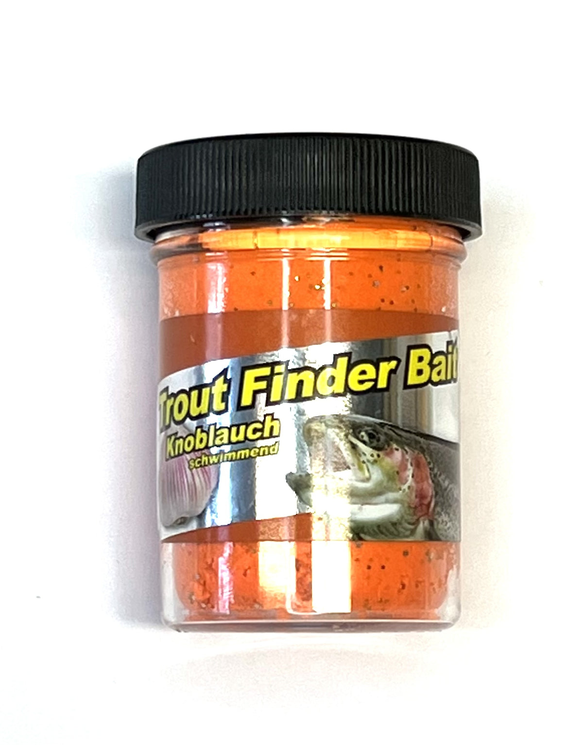 Trout Finder Bait Forellenteig Orange 50 Gramm Angelköder mit Glitter und Knoblauch Geschmack