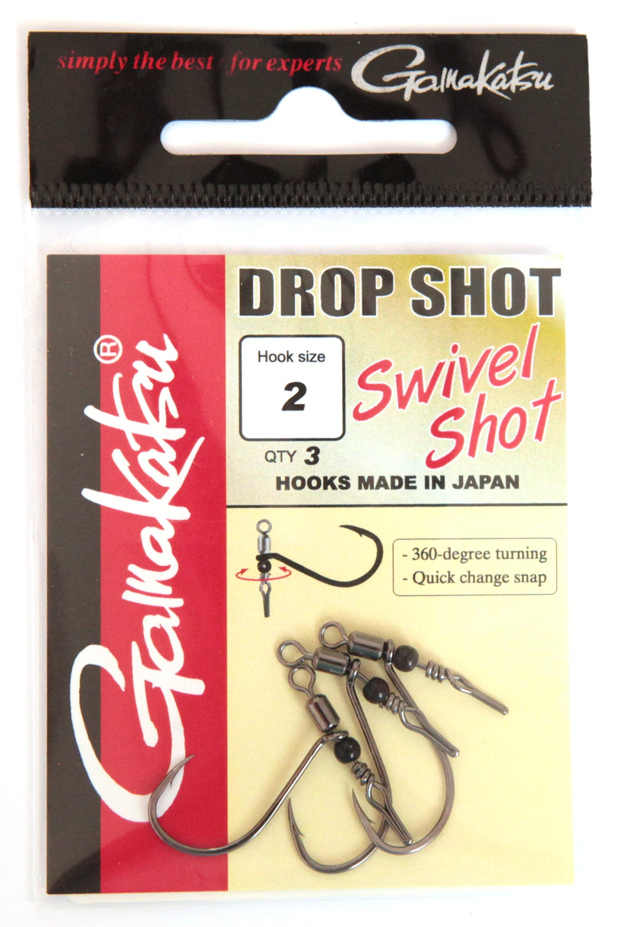 Gamakatsu Swivel Shot Drop Shot Haken Gr. 2 mit Wirbel 3 Stück Inhalt