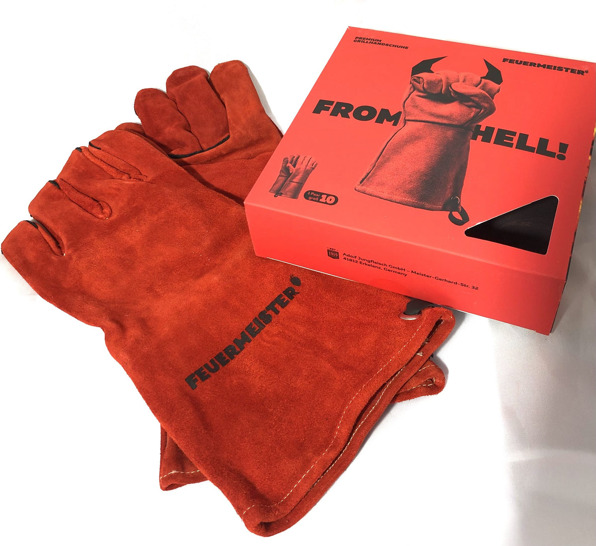 Grillhandschuhe Paar Premium aus rotem Spaltleger