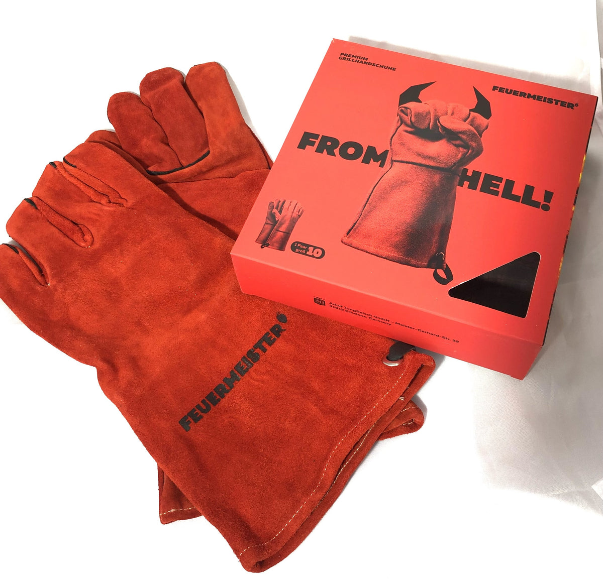 Grillhandschuhe Paar Premium aus rotem Spaltleger