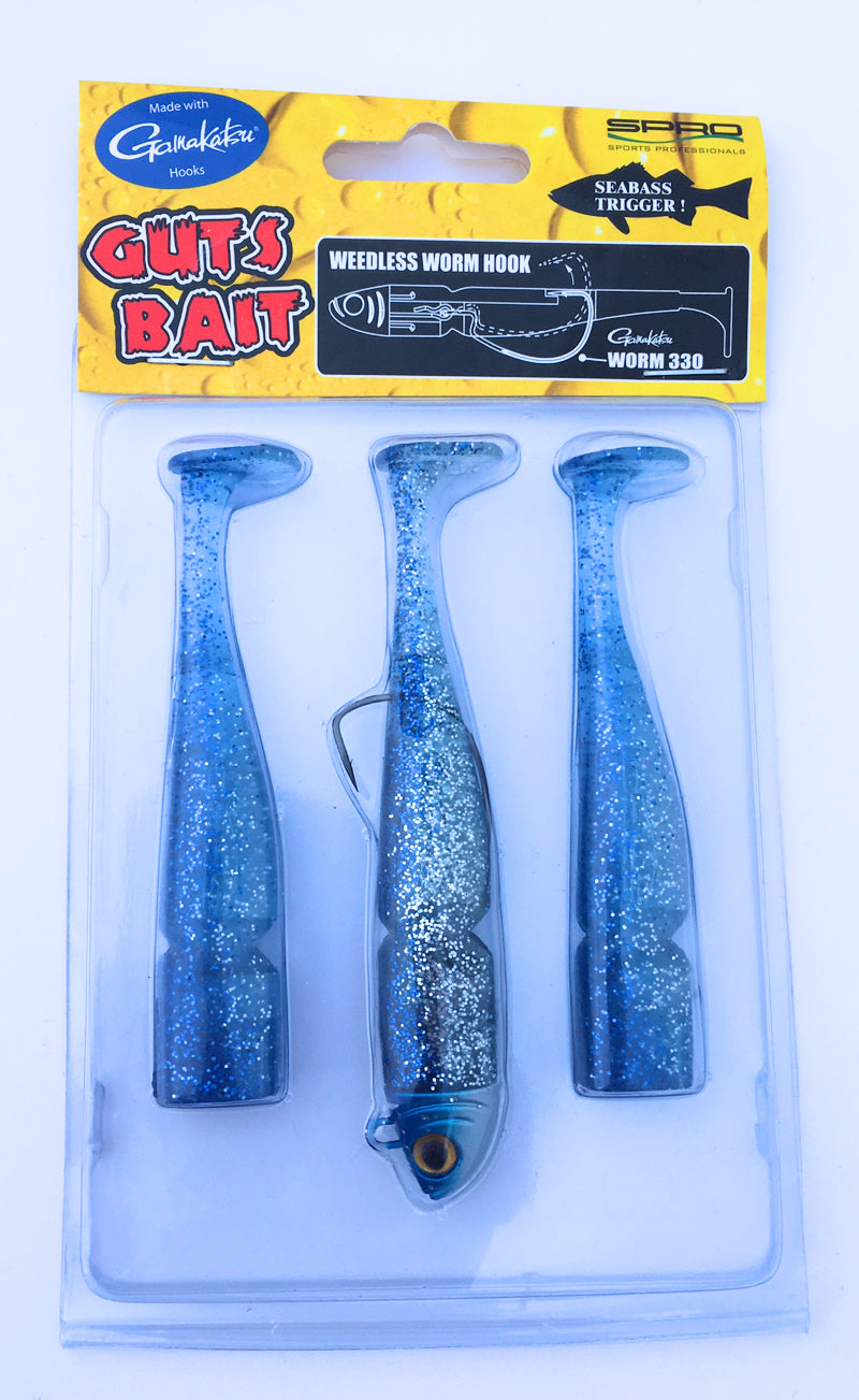 Spro Guts Bait Weedless Worm Angelköder Zanderköder Hechtköder 11 cm 13 Gramm crystal blue