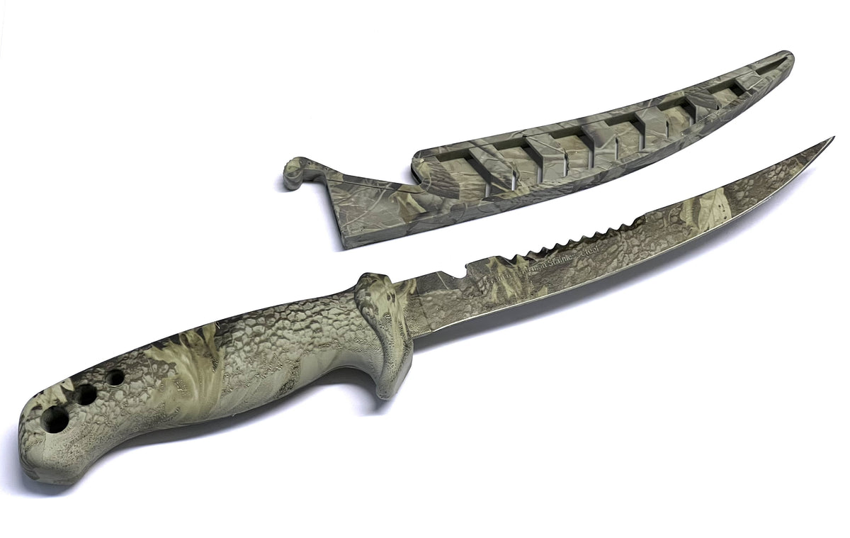 Filetiermesser Camou Design 16 cm Klingenlänge mit Scheide