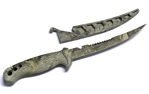 Couteau à filet design Camo, longueur de lame 16 cm, avec étui