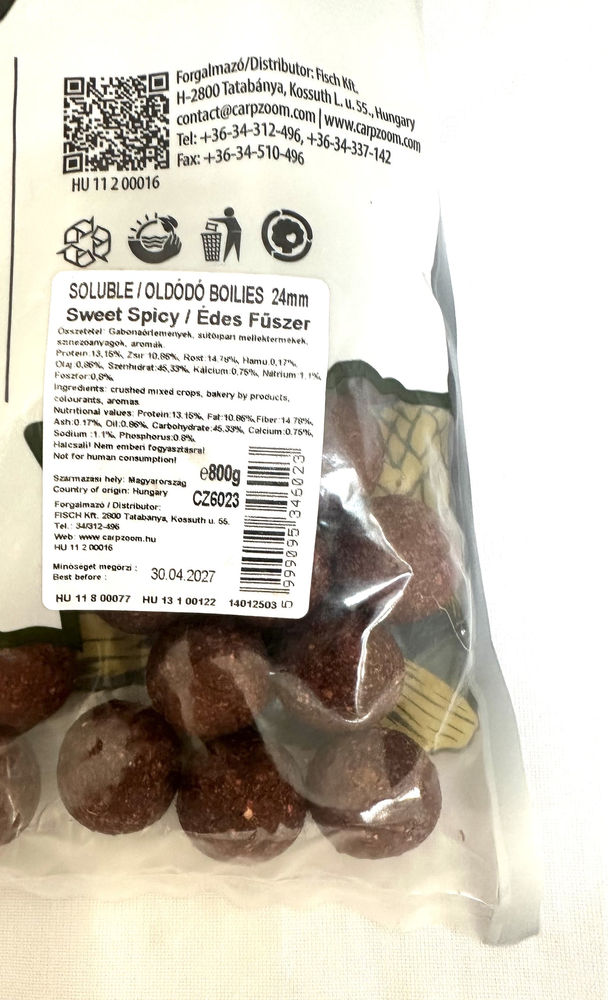 Carp Zoom Act-X Soluble Boilies spice - sweet süss-scharf 24 mm 800 Gramm fängige Boilies für Karpfen mit Maulbeere Aroma