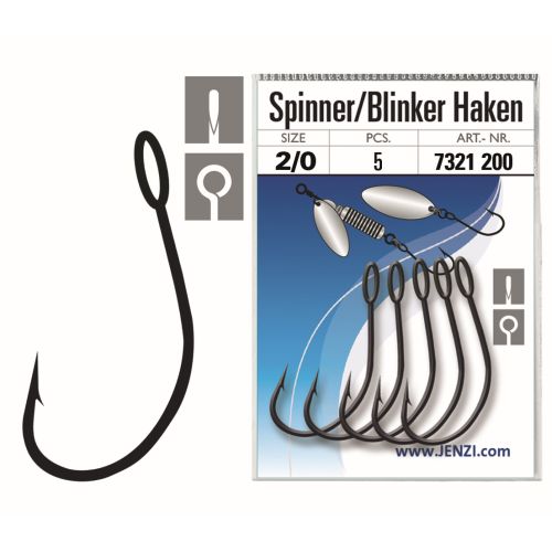 Hameçon simple à œillet pour cuiller tournante/ondulante taille 1/0, lot de 5