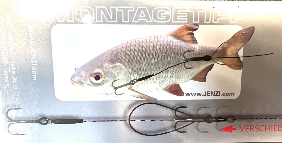 Jenzi Long Cast Rig Hechtvorfach Raubfischvorfach Hakengröße 2 + 2 12 kg Tragkraft 0,60 Meter Vorfachlänge