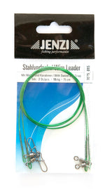 Bas de ligne en acier Jenzi avec émerillon et agrafe 15 kg 75 cm
