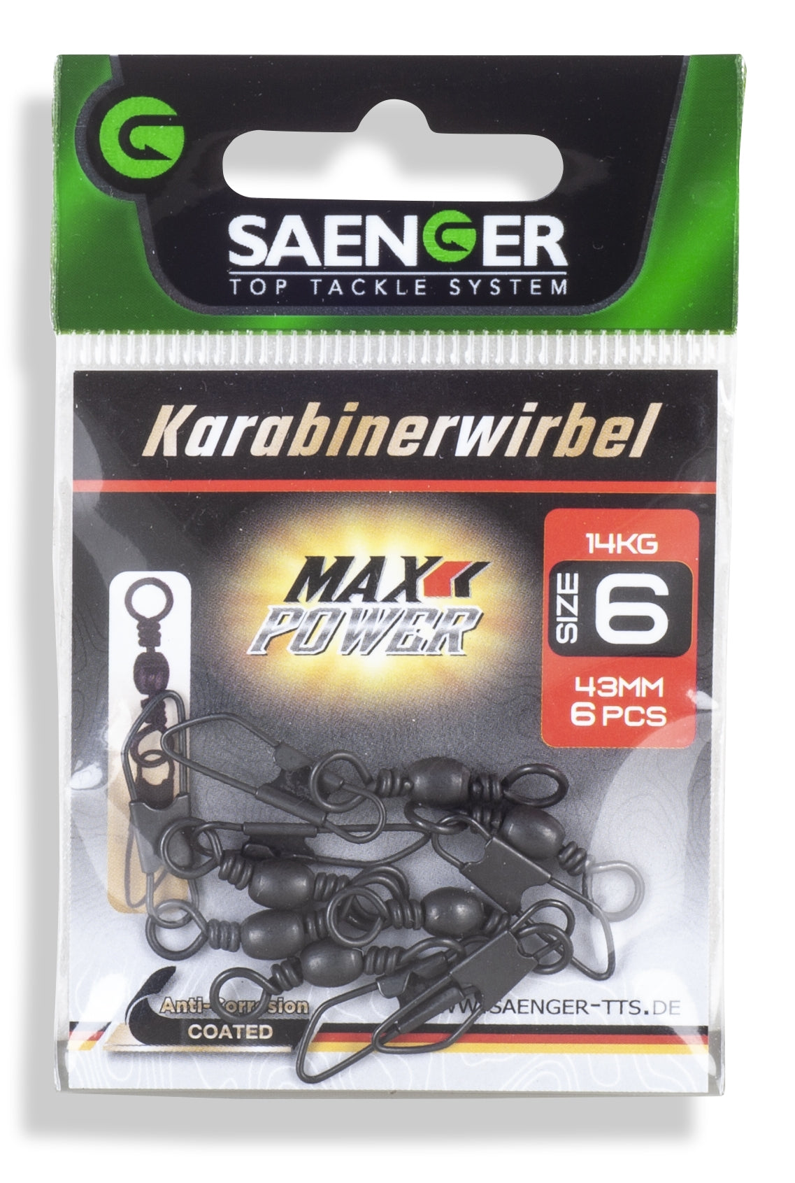 Karabinerwirbel Gr. 4 Einhängewirbel Wirbel für Angelmontagen Gr. 4 Tragkraft 16 kg 6 Stück