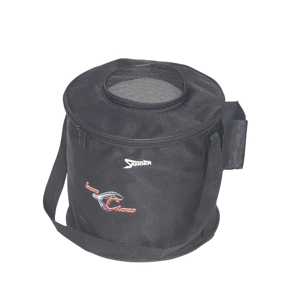 Iron Claw Minnow Barrel L Köderfischeimer mit Tasche für Sauerstoffpumpe ideal für alle Angelköder