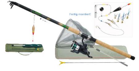 Komplett Set Karpfen Allround Angelrute 3 Meter Angelrolle und Unterfangkescher und Angelzubehör