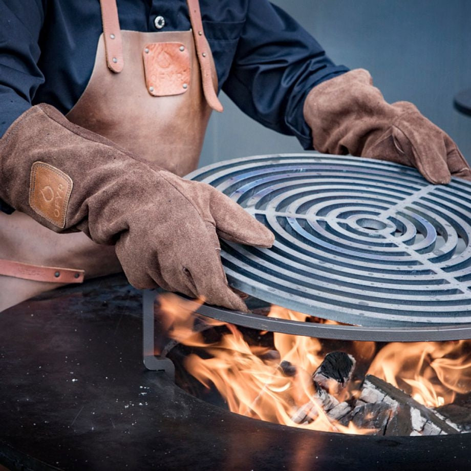 Ofyr Grillhandschuhe 1 Paar Lederhandschuhe hitzebeständig bis 250 Grad