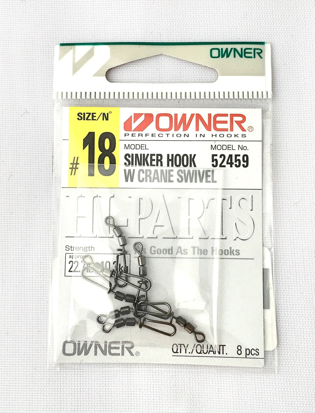 Owner Crane Swivel Angelwirbel für Kunstköder 10,3 kg 8 Stück