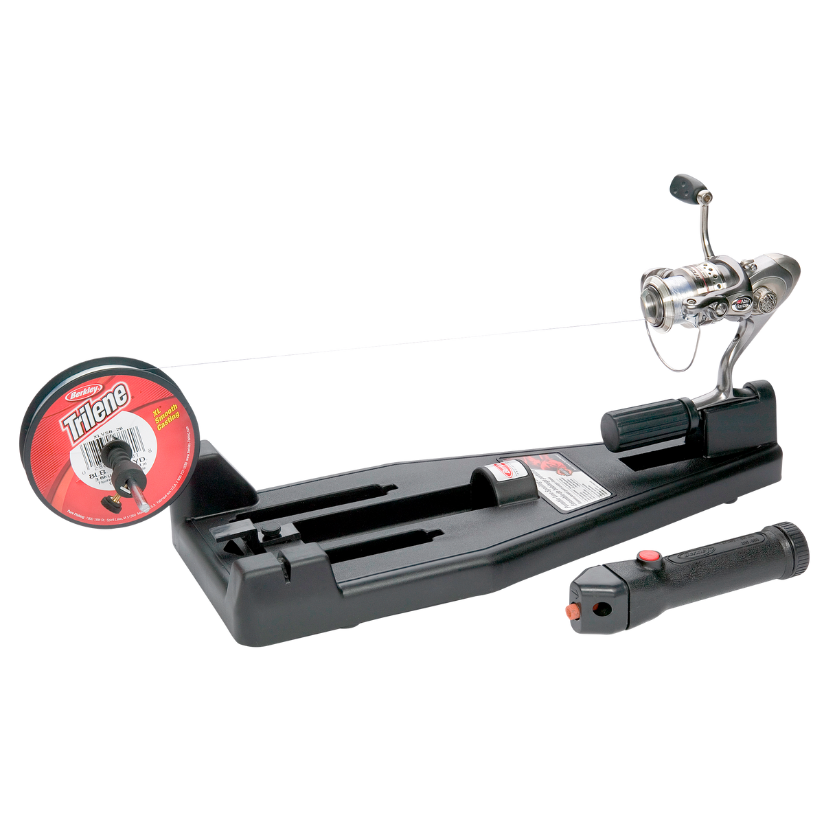 Berkley line spooling station for spooling fishing line onto fishing reels