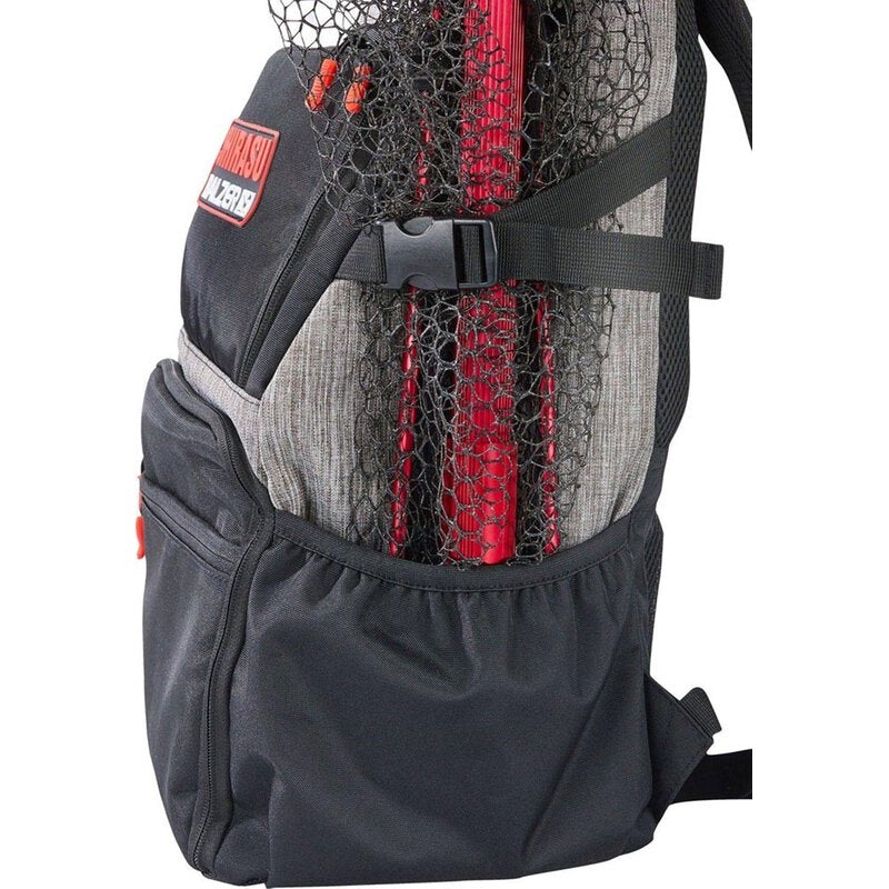 Sac à dos de pêche Shirasu avec boîtes à accessoires 49 x 35 x 21 cm avec 2 boîtes à accessoires et 2 porte-pinces pour pinces de pêche