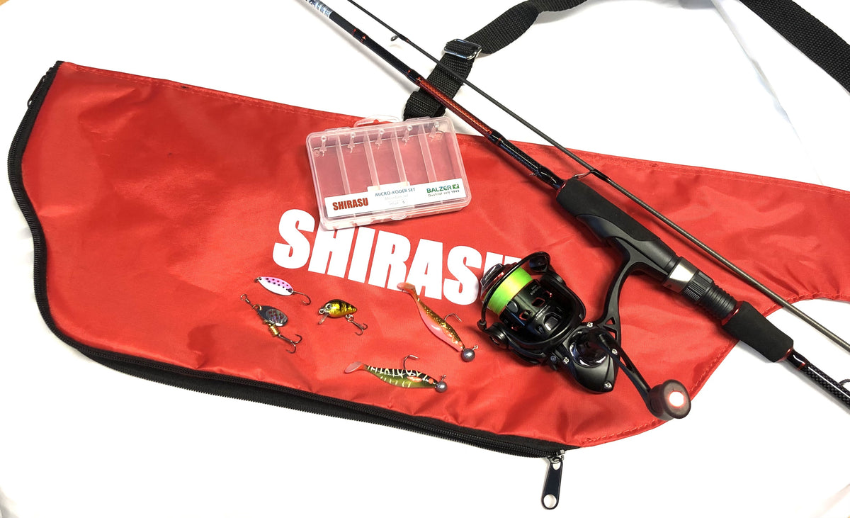 Shirasu Spoon Angelset Komplettset Ultralight mit Angelrute Angelrolle Tasche Angelschnur und Köder