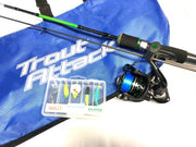Shirasu Trout Attack Angelset Komplettset Ultralight mit Angelrute Angelrolle Tasche Angelschnur und Köder