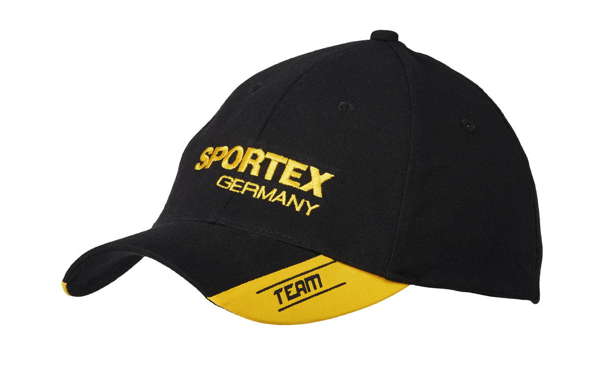 Casquette Sportex noire avec filet jaune à l'arrière | Casquette de baseball Sportex