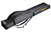 Fourreau Sportex Super Safe 1,65 mètre avec 4 compartiments pour 4 cannes à pêche, couleur gris, avec 2 sangles de transport