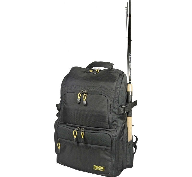 Sac à dos de pêche Spro avec 4 boîtes, sac à dos de pêche avec porte-canne 37x28x41cm