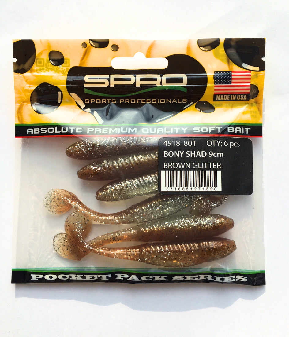 Spro Bony Shad 9 cm Farbe Brown Glitter Angelköder Gummiköder
