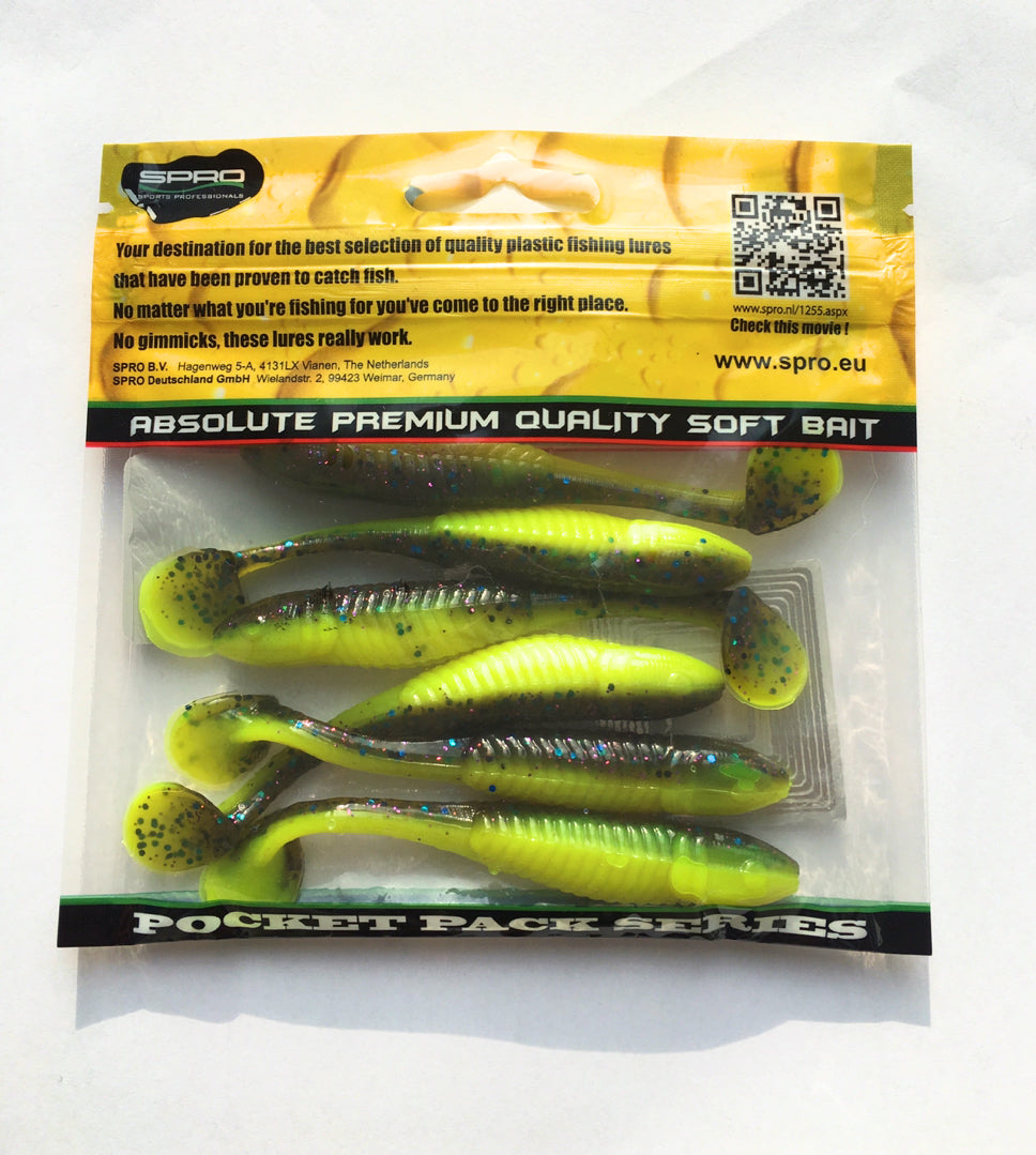 Spro Bony Shad 9 cm Farbe Chartreuse Belly Angelköder Gummiköder