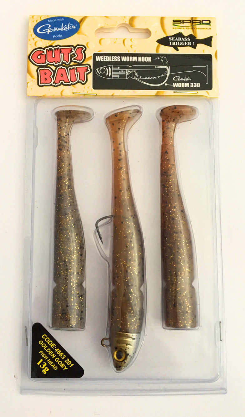 Spro Guts Bait Weedless Worm Angelköder Zanderköder Hechtköder 11 cm 13 Gramm Golden Goby