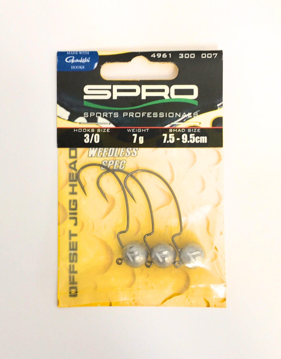 Spro Offset Jighead - Jighaken - Kunstköderhaken Größe 3/0 7 Gramm für Shads 7,5 bis 9,5 cm 3 St. SB