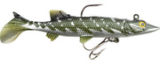 Leurre souple Spro Power Catcher Natural Pike, 2 pièces, 12 cm, 29 grammes, couleur Metal, leurre de pêche avec plomb et 2 hameçons