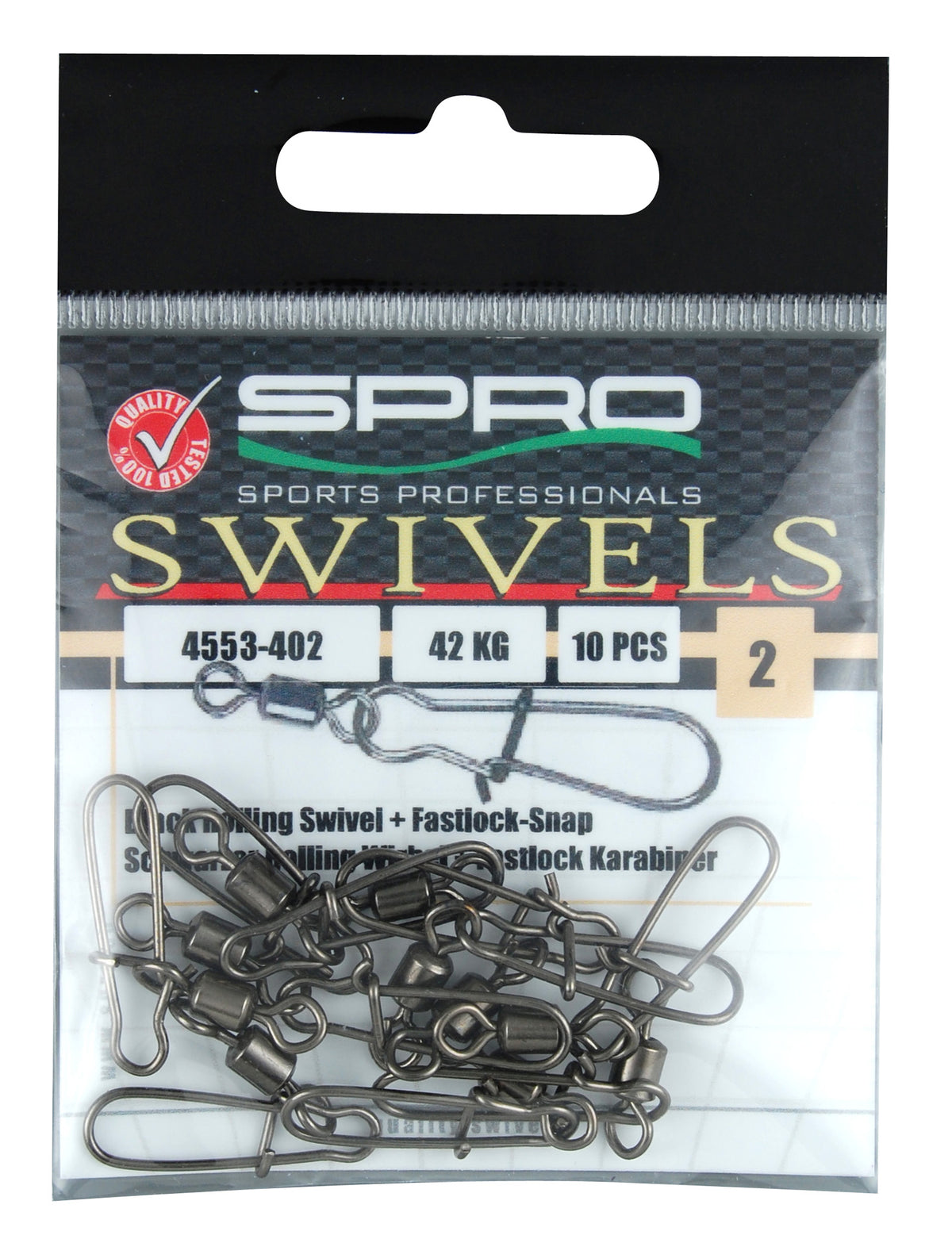 Spro Rolling Swivel Fast Lock Snap Wirbel m. Karabiner