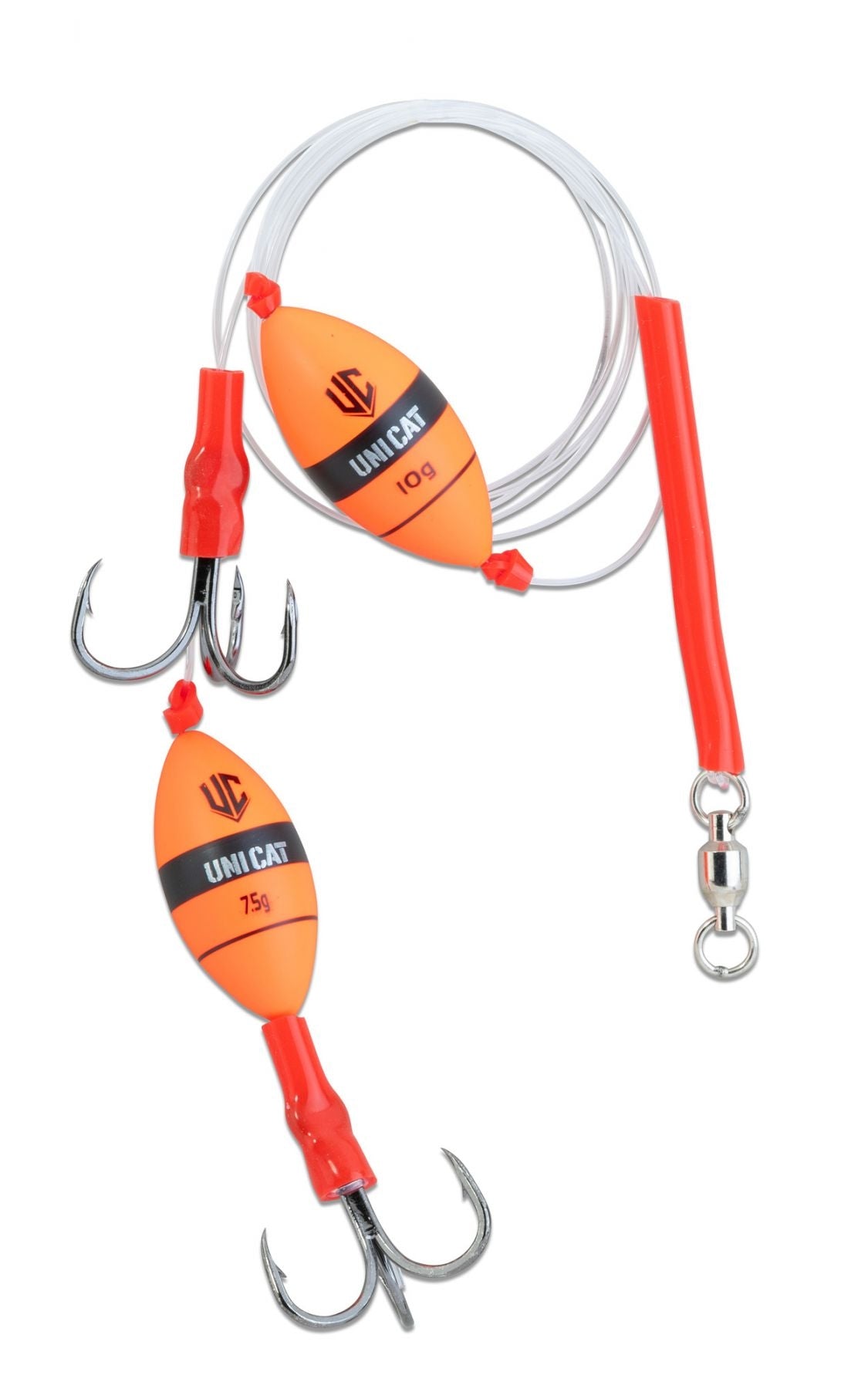 UNI CAT Smelly Bait GT 41 Rig Angelsystem für Wels 1,15 mm inklusive 2 Unterwasserposen und 2 Angelhaken mit 1 Einzelhaken und 1 Drilling