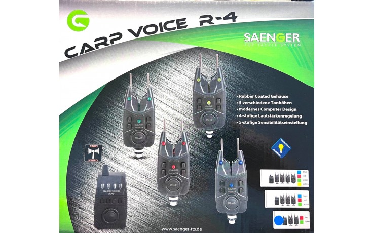 Sänger Carp Voice R-4 2 + 1 Funkbissanzeiger Set mit Radio Control und verstellbarem Ton, Lautstärke, Sensibilität