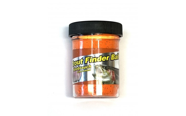Trout Finder Bait Forellenteig Orange 50 Gramm Angelköder mit Glitter und Knoblauch Geschmack