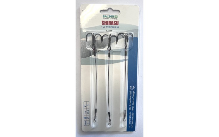 Balzer Shirasu Stinger Rig 1x7 7,5cm Hakengröße 4 11 kg Tragkraft 3 Stück ideal für Gummiköder Raubfischköder