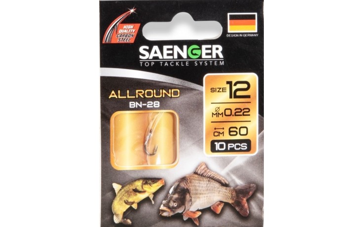 Angelhaken Allround gebunden Gr. 12 Ø Vorfachstärke 0,22 mm